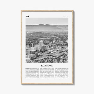 Roanoke Print Black and White No 1, Roanoke Wall Art, Roanoke Poster, Roanoke Photo, Roanoke Wall Décor, Virginia, USA, United States