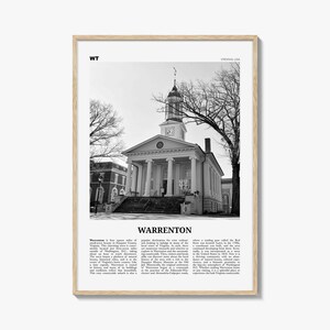 Warrenton print zwart-wit, Warrenton Wall Art, Warrenton poster, Warrenton Photo, Warrenton Wall Decor, Warrenton Map, Virginia (VS)