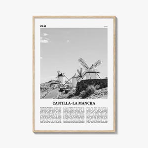 Castilla La Mancha Print Black and White, Castilla–La Mancha Wall Art, Castilla–La Mancha Poster, Castilla–La Mancha Photo, Wall Décor, Map