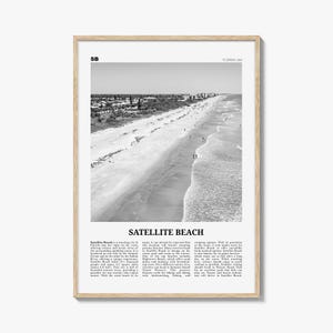 Satellite Beach-afdruk zwart-wit, Satellite Beach-muurkunst, Satellite Beach-poster, Satellite Beach-foto, Satellite Beach-muurdecoratie