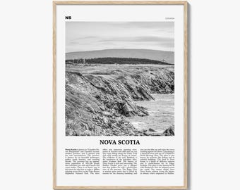 Nova Scotia Poster Print Black and White, Canada Travel Wall Art, Coastal Nature Decor