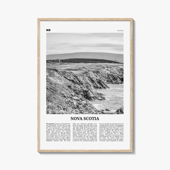 Nova Scotia Poster Print Black and White, Canada Travel Wall Art, Coastal Nature Decor