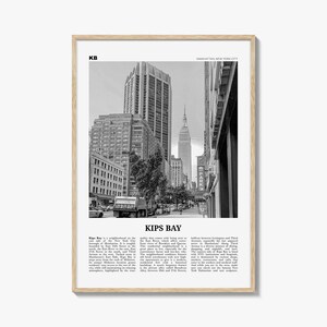 Kips Bay-afdruk zwart-wit, Kips Bay-muurkunst, Kips Bay-poster, Kips Bay-foto, Kips Bay-muurdecoratie, Manhattan, New York, VS