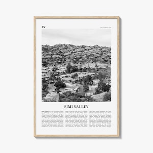Simi Valley print zwart-wit, Simi Valley kunst aan de muur, Simi Valley poster, Simi Valley foto, Simi Valley kaart, Simi Valley muur decor