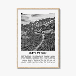 North-Cascades-Nationalpark Poster schwarzweiß, Nord-Kaskade, Wandkunst, Nord-Kaskaden, Nord-Kaskade, Foto, Washington, USA