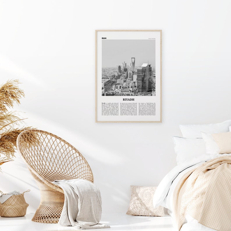 Riyadh Print Black and White Riyadh Wall Art Riyadh Poster Etsy