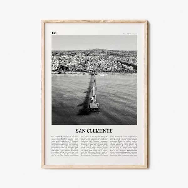 San Clemente Print Black and White No 3, San Clemente Wall Art, San Clemente Poster, San Clemente, California, USA, United States