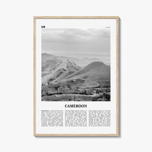 Cameroon Print Black and White, Cameroon Wall Art, Cameroon Poster, Cameroon Photo, Cameroon Wall Decor, Country Art Print, Africa