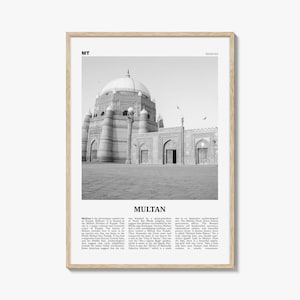 Multan Print Black and White, Multan Wall Art, Multan Poster, Multan Photo, Multan Wall Décor, Multan Map, Pakistan