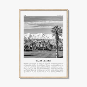 Palm Desert Poster Print Black and White, California Travel Wall Art, Palm Springs Decor image 1