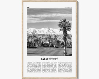 Palm Desert Poster Print Black and White, California Travel Wall Art, Palm Springs Decor
