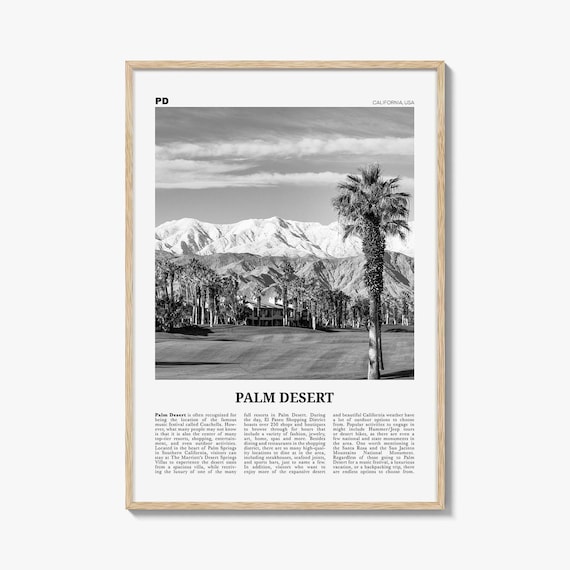Palm Desert Poster Print Black and White, California Travel Wall Art, Palm Springs Decor