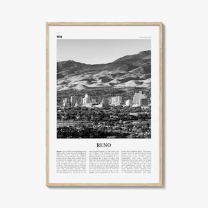 Reno Print Schwarzweiß, Reno Wand Kunst, Reno Poster, Reno Foto, Reno Wand Dekor, Nevada, USA, Vereinigte Staaten, Nordamerika