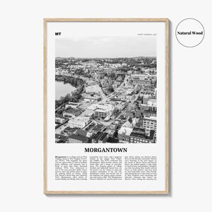 Morgantown Poster Print Black and White, West Virginia Travel Wall Art, USA City Decor image 6