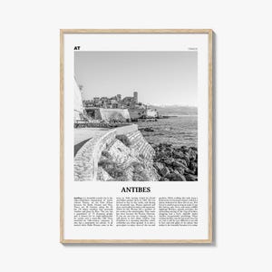Antibes Poster Print Black and White, France Travel Wall Art, French Riviera Coastal Photography