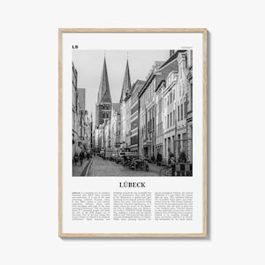 Lubeck Print Black and White, Lübeck Wall Art, Lübeck Poster, Lübeck Photo, Lübeck Wall Décor, Lübeck Map, Germany