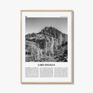 Lake Ingalls print zwart-wit, Lake Ingalls muurkunst, Lake Ingalls poster, Lake Ingalls foto, Lake Ingalls wanddecoratie, Washington (VS)
