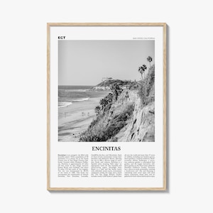 Encinitas Print Black and White No 1, Encinitas Wall Art, Encinitas Poster, San Diego Poster Print, California, USA, United States