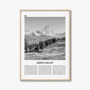 Valle d'Aosta afdrukken zwart-wit, Valle d'Aosta muurkunst, poster vallei Aosta, foto Valle d'Aosta, decor Valle d'Aosta, kaart vallei Aosta