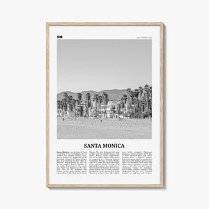 Santa Monica Print Black and White No 2, Santa Monica Wall Art, Santa Monica Poster, Santa Monica, California, USA, United States