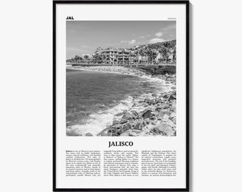Jalisco Poster, Black and White Photo Print, Travel Newspaper Wall Art, Home Decor