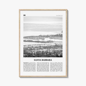 Santa Barbara Poster Schwarzweiß Nr. 2, Santa Barbara Wall Art, Santa Barbara Poster, Kalifornien, USA, Vereinigte Staaten, Nordamerika