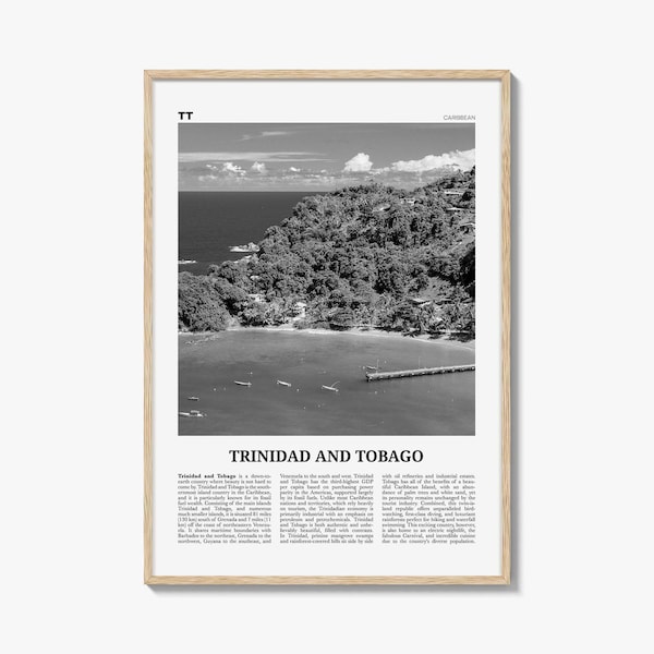 Trinidad and Tobago Poster Print Black and White, Caribbean Travel Wall Art, Coastal Photography