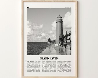 Grand Haven Michigan Skyline Print Lake Michigan Grand Haven Poster