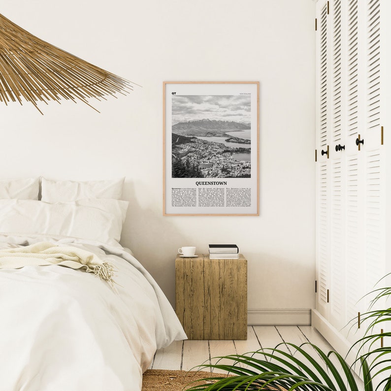 Queenstown Print Black and White Queenstown Wall Art Etsy