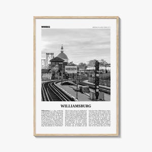 Williamsburg Print Black and White New York No 2, Williamsburg Wall Art, Williamsburg Poster, Brooklyn, USA, United States, North America
