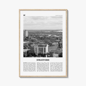 Stratford Print Preto e Branco Londres, Stratford Wall Art, Stratford Poster, Stratford Photo, Stratford Décor, Stratford Map London England