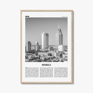 Mobile Print Black and White, Mobile Wall Art, Mobile Poster, Mobile Photo, Mobile Wall Décor, Alabama, USA, United States