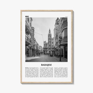 Badajoz Print schwarz und weiß, Badajoz Wandkunst, Badajoz Poster, Badajoz Landkarte, Badajoz Karte, Spanien