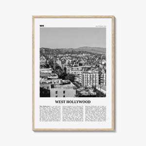Impresión en blanco y negro de West Hollywood, arte de West Hollywood, póster de West Hollywood, Los Ángeles, California, EE. UU., Norteamérica