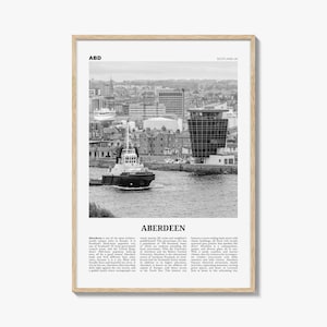 Aberdeen Print Black and White, Aberdeen Wall Art, Aberdeen Poster, Aberdeen City Photo, Schotland, Verenigd Koninkrijk, VK, Europa
