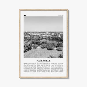 Impressão em preto e branco de Naperville, arte de parede de Naperville, pôster de Naperville, foto de Naperville, mapa de Naperville, Illinois, EUA, Estados Unidos