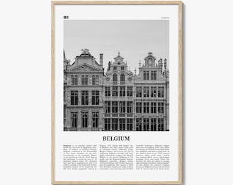 Belgium Poster Print Black and White, Europe Travel Wall Art, Historic Architecture Decor