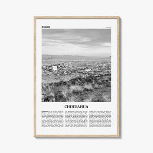 Póster de Chihuahua en blanco y negro, arte mural de viaje a México, decoración fotográfica urbana. imagen 1