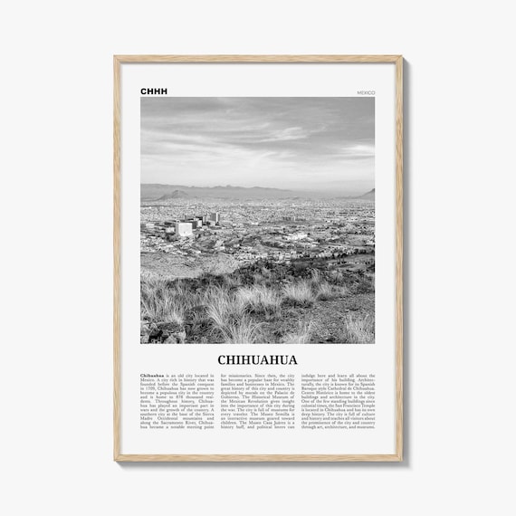 Chihuahua Poster Print Black and White, Mexico Travel Wall Art, Photographic City Decor