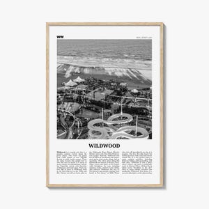 Wildwood Poster Print Black and White, New Jersey Travel Wall Art, Coastal Amusement Decor image 1