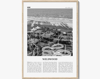 Wildwood Poster Print Black and White, New Jersey Travel Wall Art, Coastal Amusement Decor