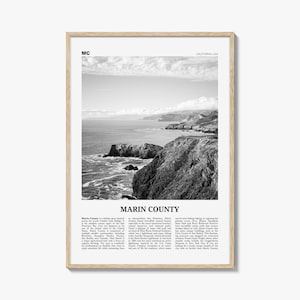 Marin County Druck Schwarzweiß, Marin County Wandkunst, Marin County Poster, Marin County Foto, Kalifornien, USA, Vereinigte Staaten