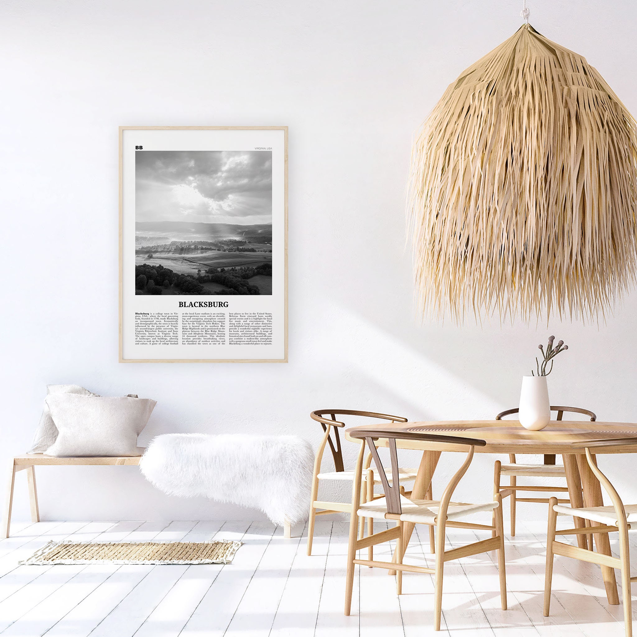 Blacksburg Print Black and White Blacksburg Wall Art Etsy