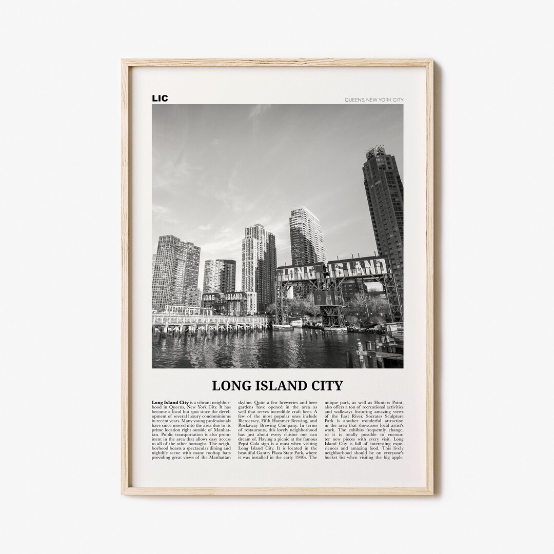 Long Island City Print Black and White, Long Island City Wall Art, Long