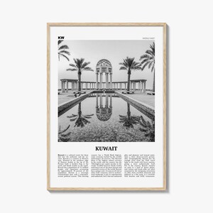 Kuwait Poster Print Black and White, Middle East Travel Wall Art, Reflection Photography