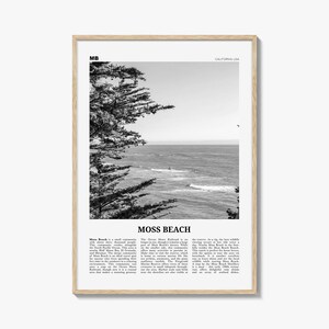 Moss Beach print zwart-wit, Moss Beach kunst aan de muur, Moss Beach poster, Moss Beach foto, Moss Beach decor, Moss Beach kaart, Californië, VS
