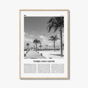 Stampa in bianco e nero delle Isole Turks e Caicos, Arte murale delle Isole Turks e Caicos, Poster delle Isole Turks e Caicos, Foto delle Isole Turks e Caicos