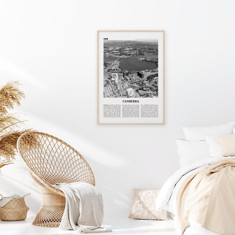 Canberra Print Black and White Canberra Wall Art Canberra Etsy