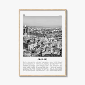 Georgië land print zwart-wit, Georgië kunst aan de muur, Georgië poster, Georgië foto, wanddecoratie, საქართველო, Sakartvelo, Tbilisi, Europa