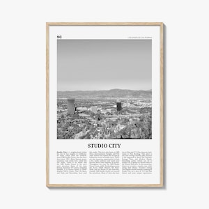 Studio City Print Black and White, Studio City Wall Art, Studio City Poster, Studio City Photo, Los Angeles, California, USA